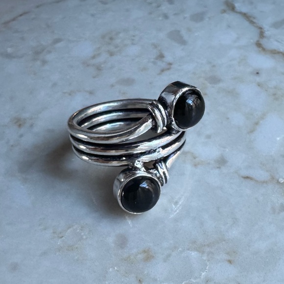 NWOT Sundance Storm Gyre Ring Black Onyx Sterling Silver